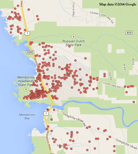 Map of Fusion Customers in Mendocino